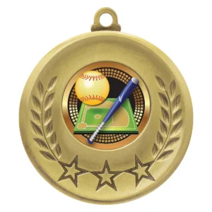 Gold laurel medal - softball with metal construction