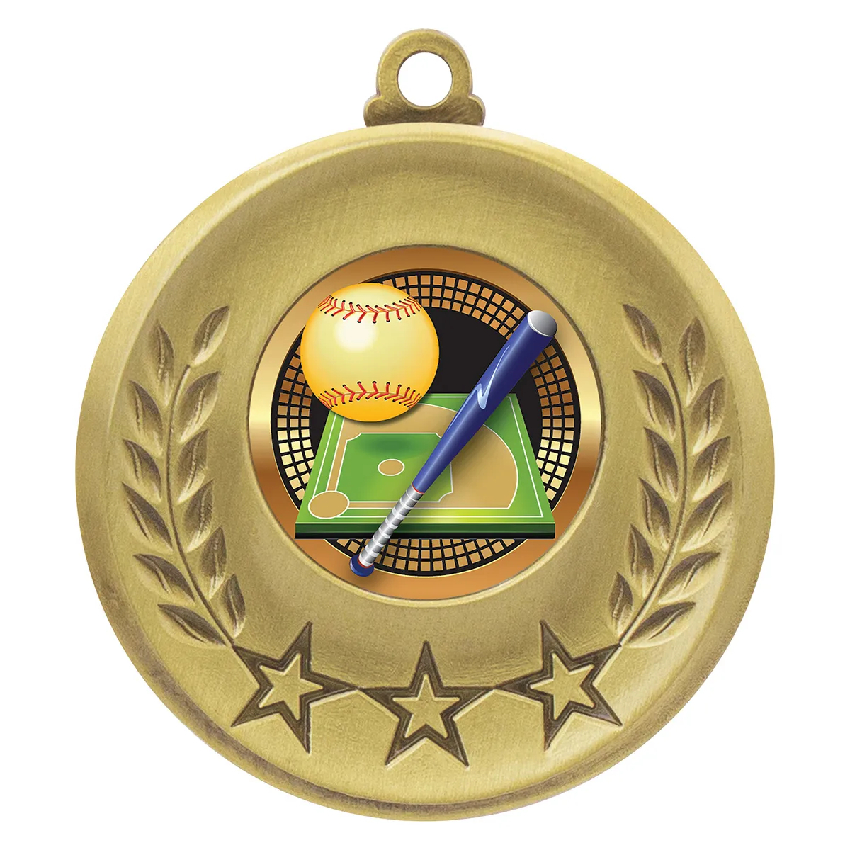 Gold laurel medal - softball with metal construction