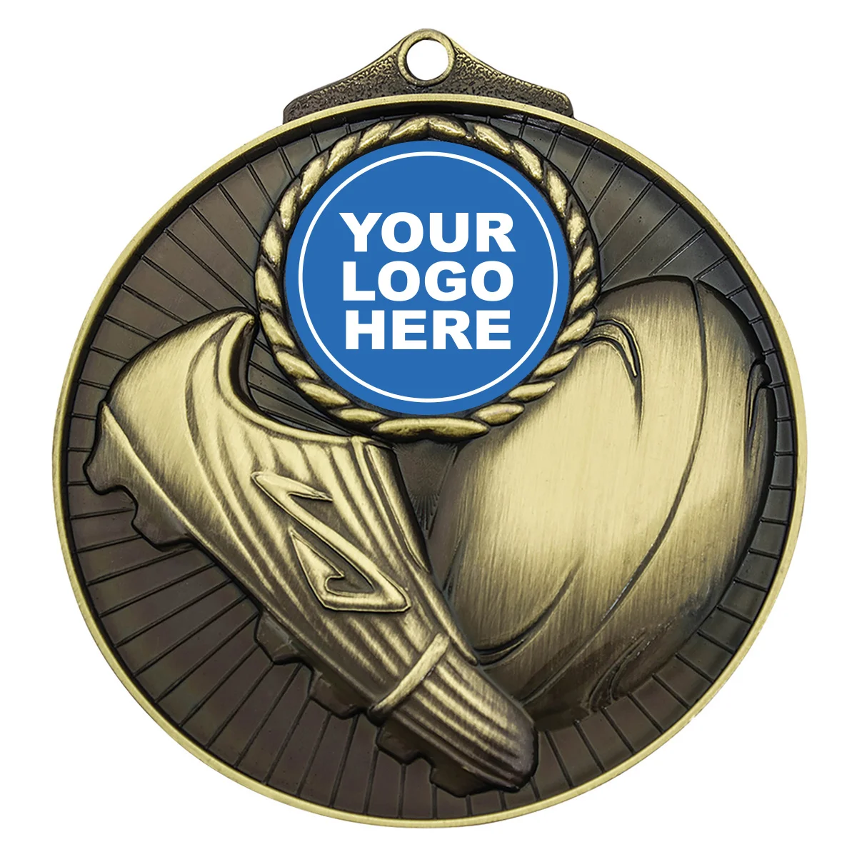 Gold league / union medal insert with metal construction