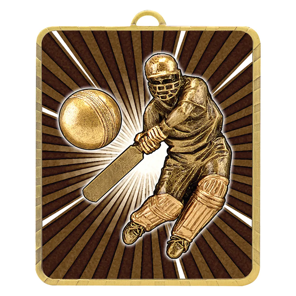 Gold lynx medal - cricket batsman with metal construction