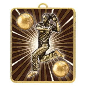 Gold lynx medal - cricket female bowler with metal construction