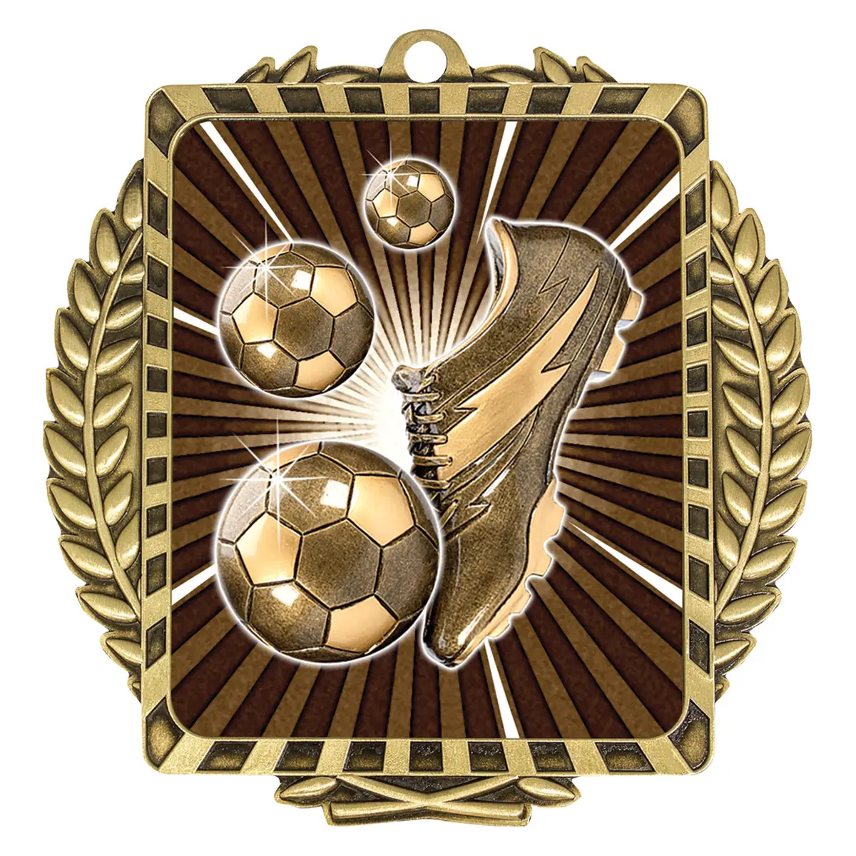 Gold lynx wreath medal with metal construction