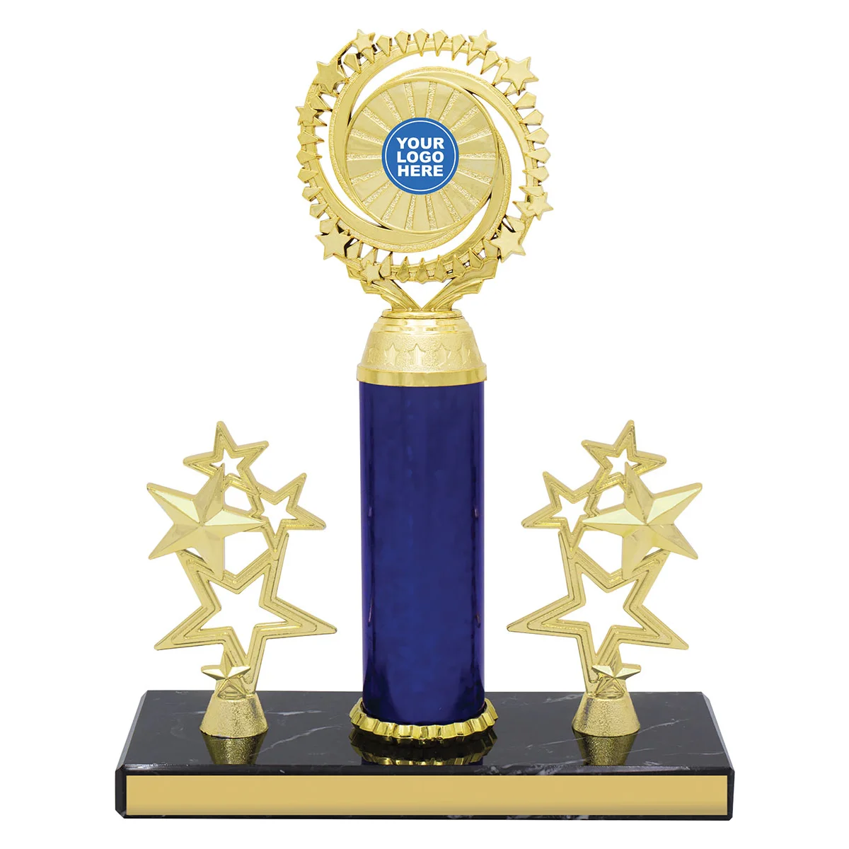Blue marble poster trophy with plastic / marble construction