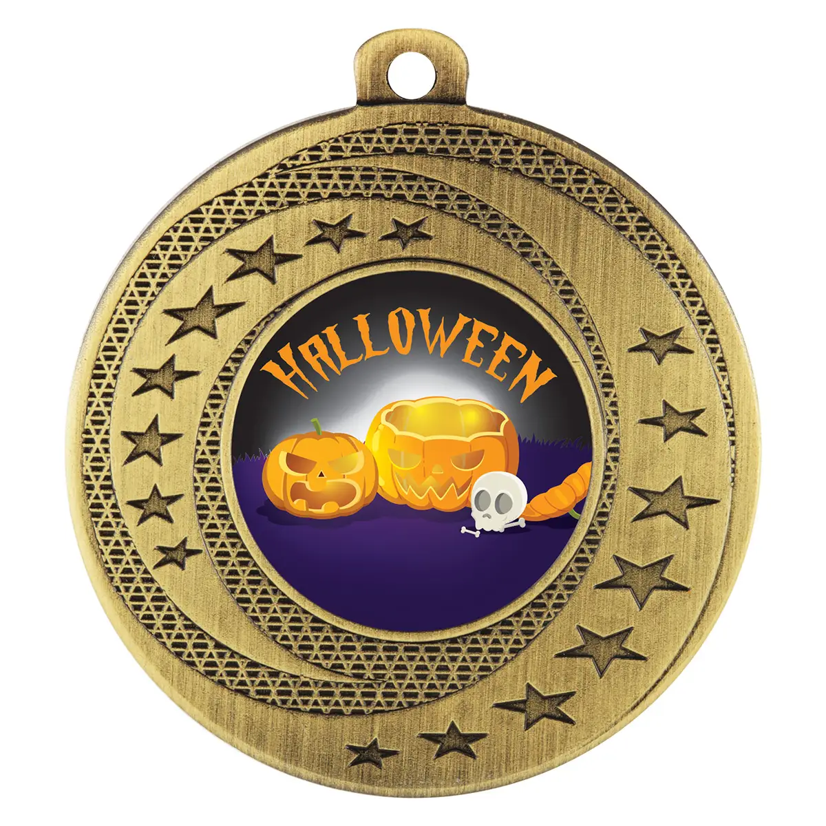 Gold medal - halloween pumpkin with metal construction