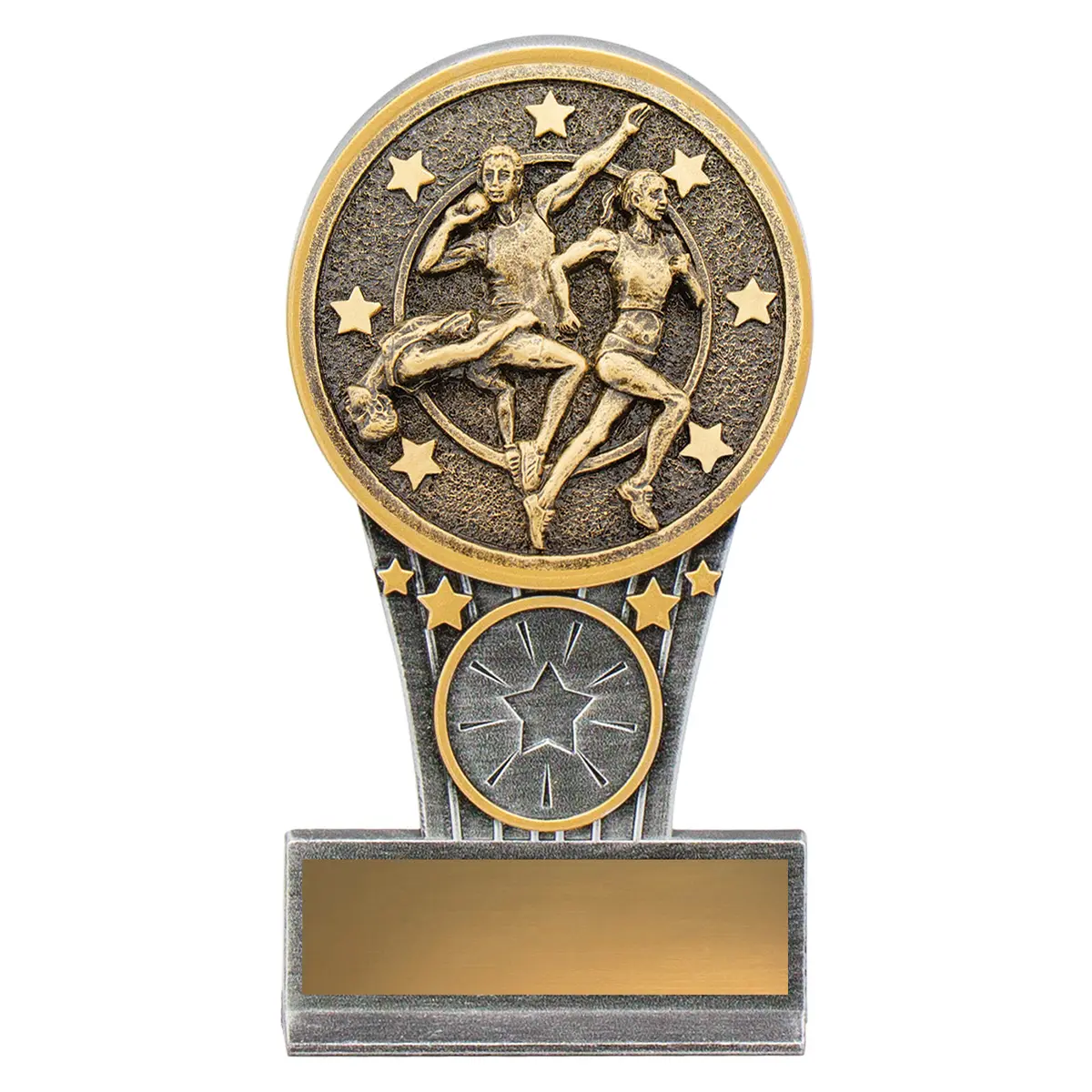 Silver & gold mini ikon - track & field with resin construction