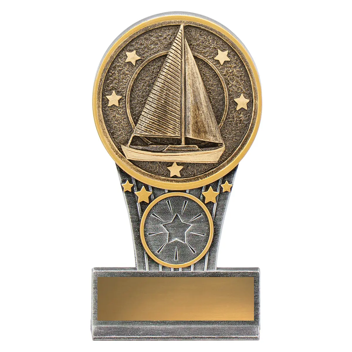 Silver / gold mini sailing ikon with resin construction