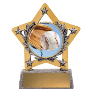 Silver mini star colour - baseball with resin construction