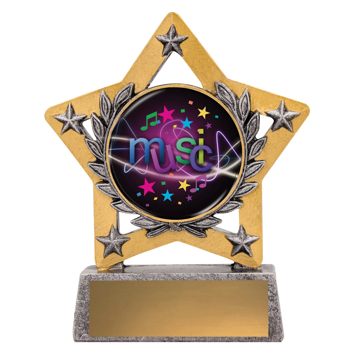 Silver mini star colour - music with resin construction