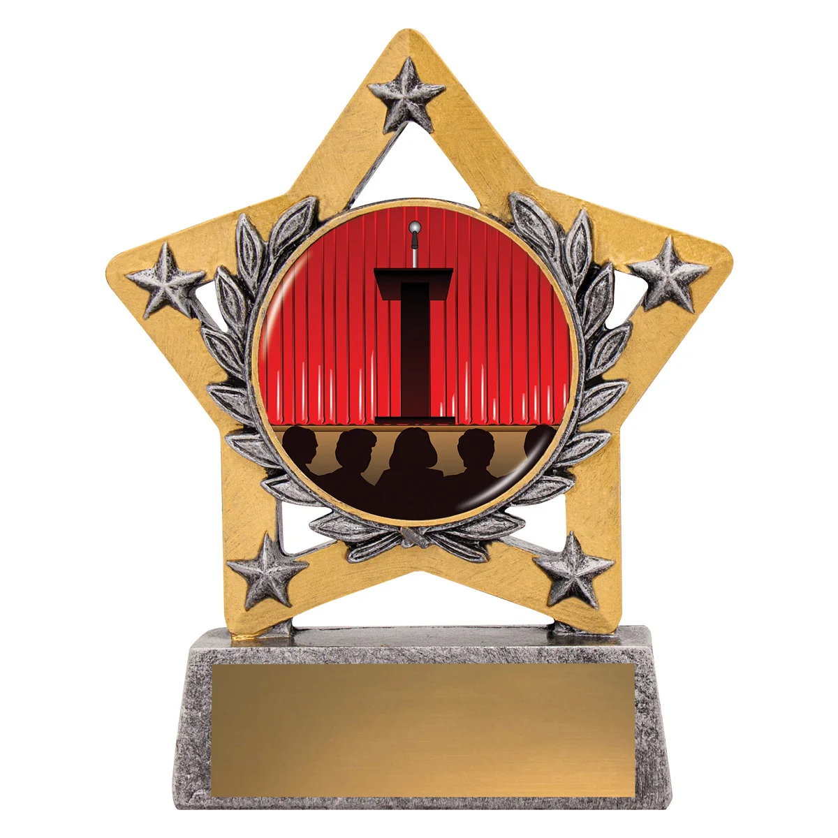 Silver mini star colour - public speaking with resin construction