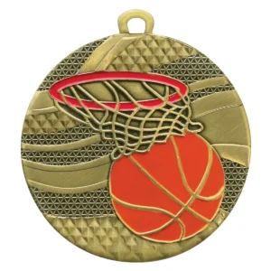 Gold mosaic basketball with metal construction