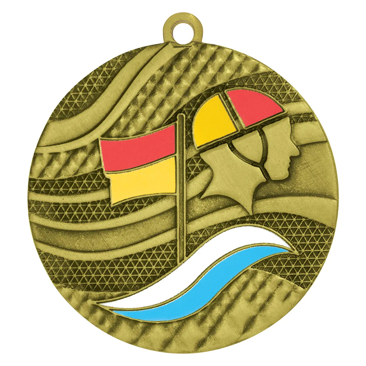 Gold mosaic lifesaving medal with metal construction