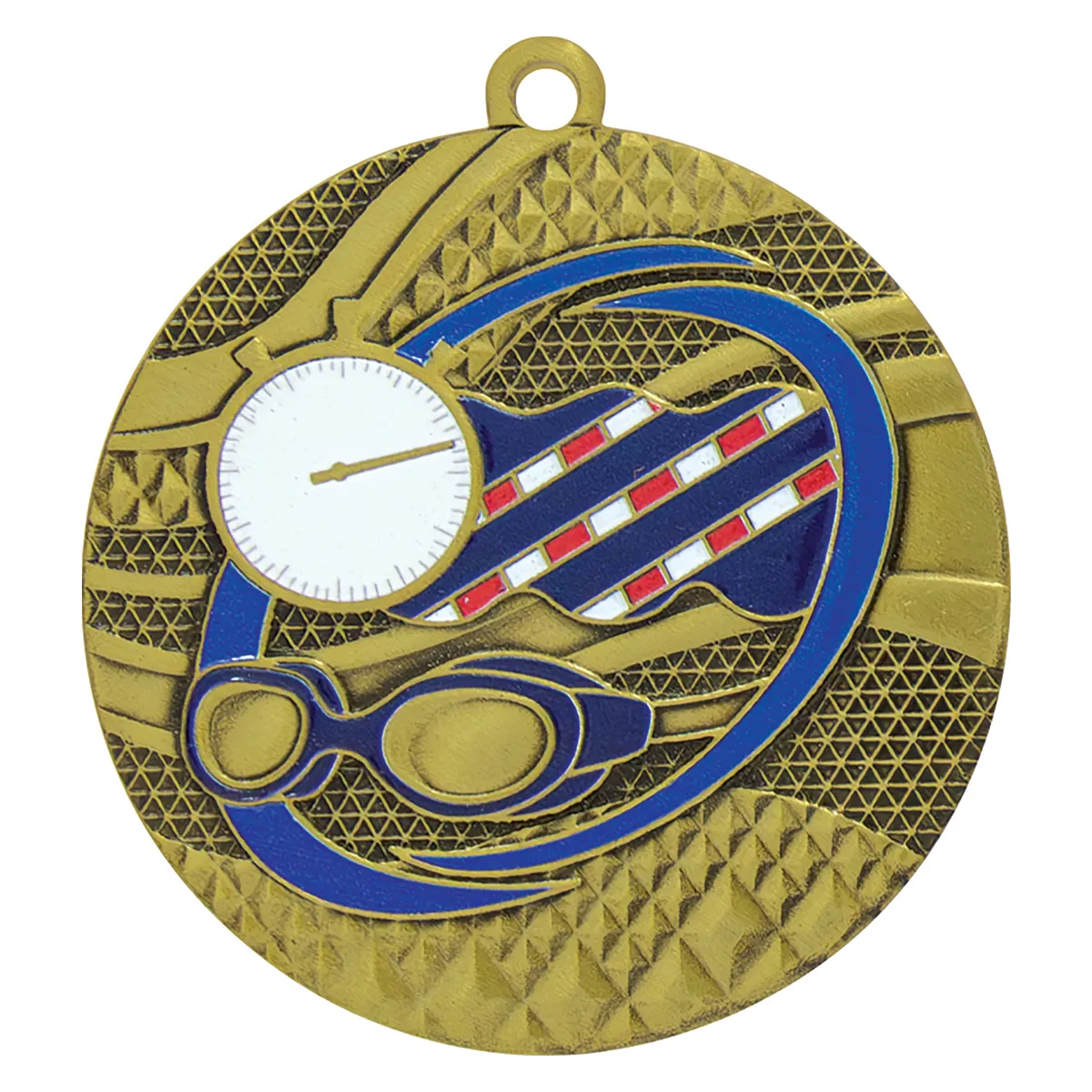 Gold mosaic swim medal with metal construction