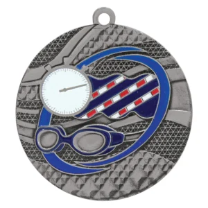Silver mosaic swim medal with metal construction