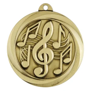 Gold music econo medal with metal construction