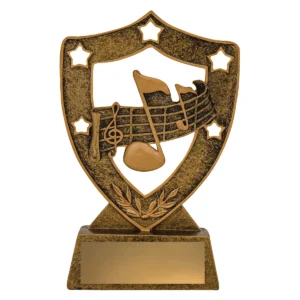Gold music gold shield with resin construction