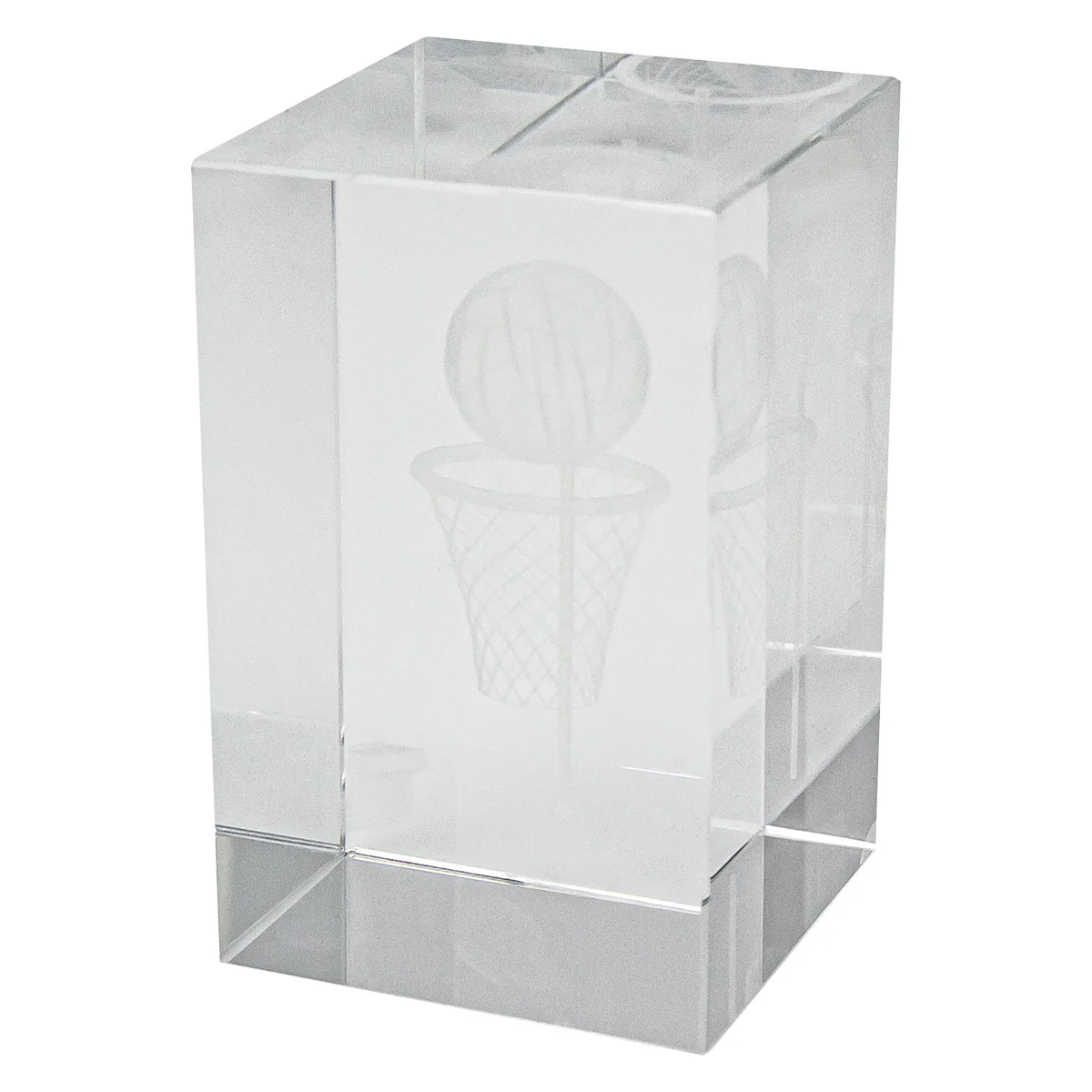 Netball crystal block award with crystal construction