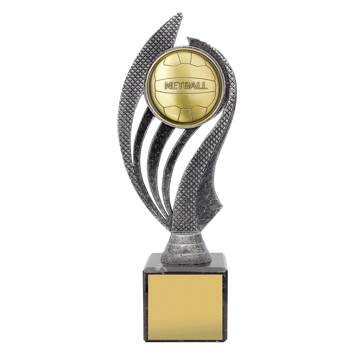 Silver / gold netball husky with plastic / metal / marble construction