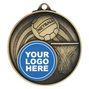 Gold netball medal - insert option with metal construction