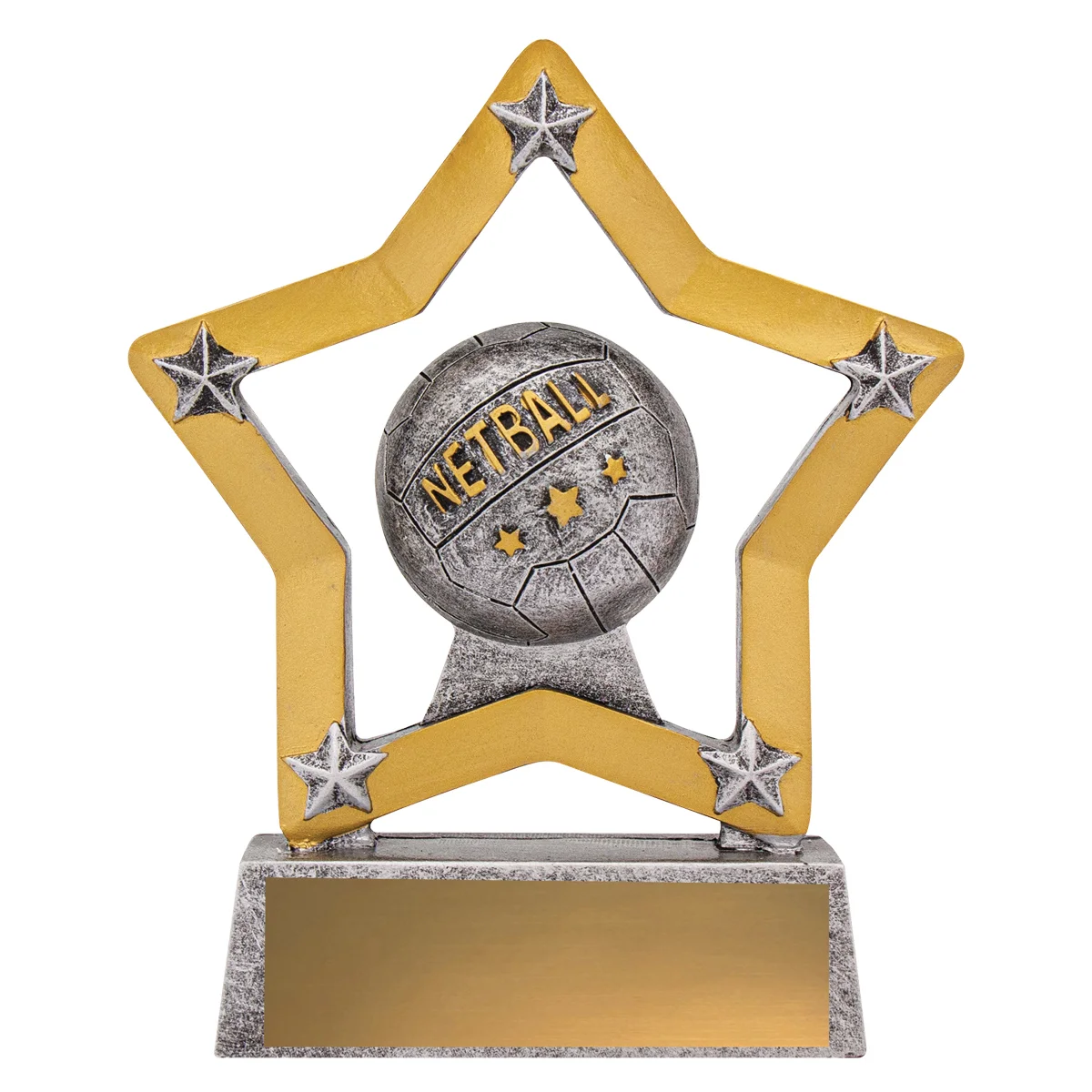 Silver netball mini star with resin construction