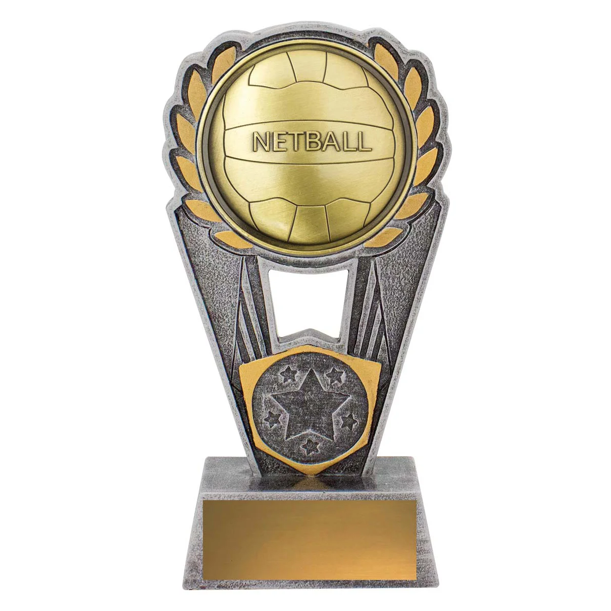 Silver / gold netball polaris with resin / metal construction