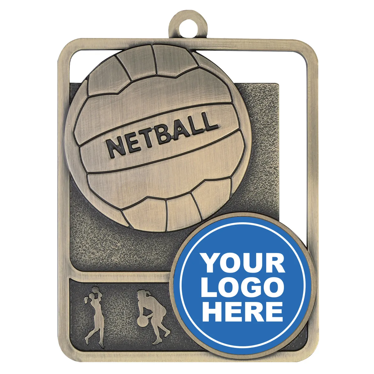 Gold netball rosetta insert with metal construction