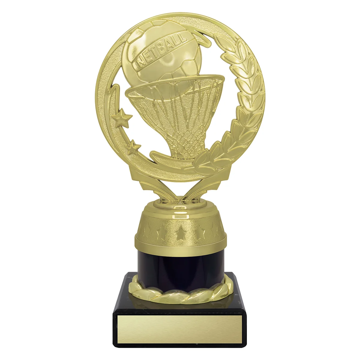 Black netball torch with plastic / marble construction