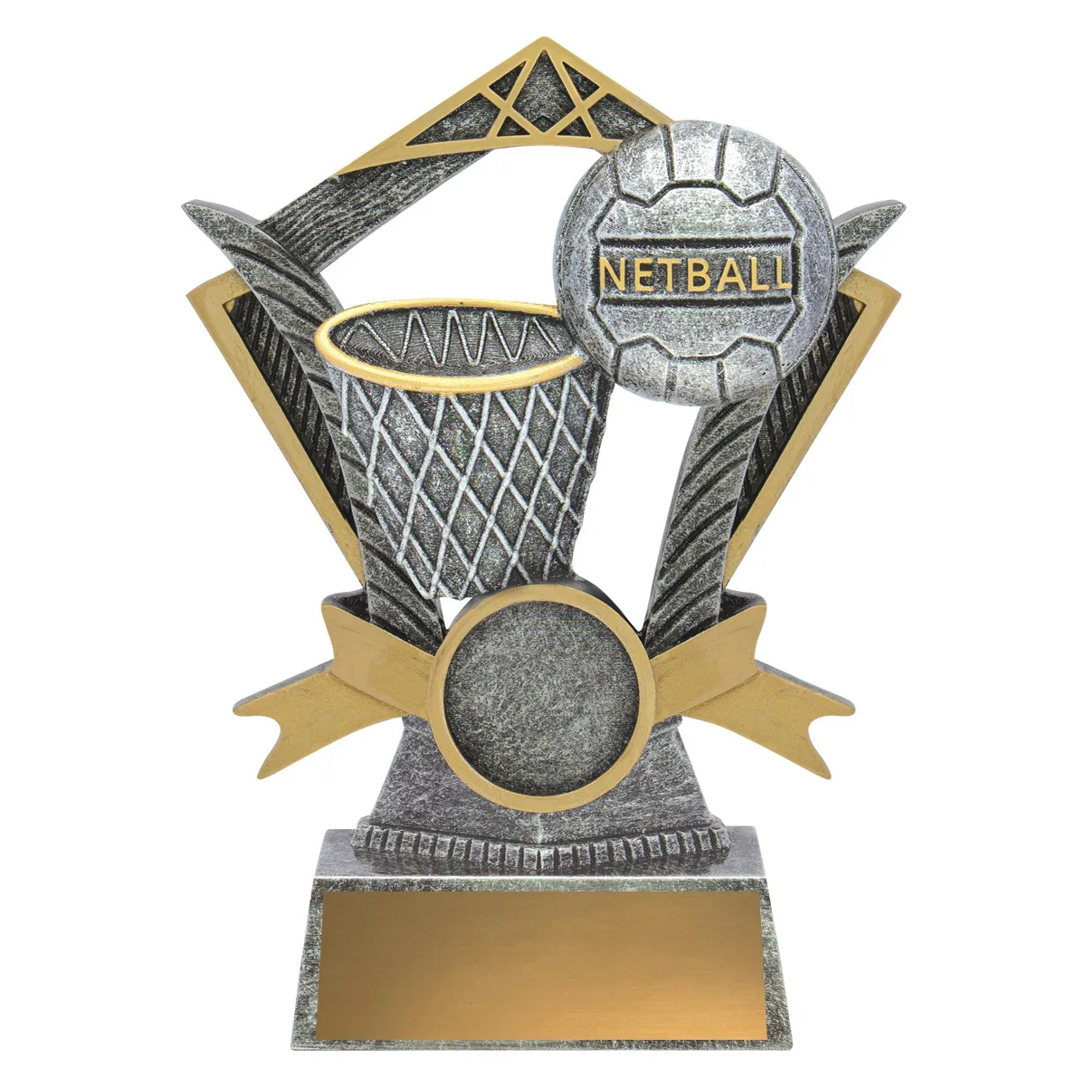 Silver netball valour with resin construction