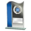 Blue ohana award with glass construction