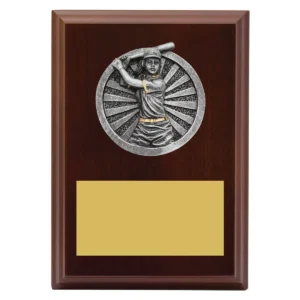 Walnut peak plaque - female with timber construction