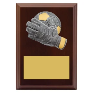 Walnut peak plaque goalkeeper with timber construction