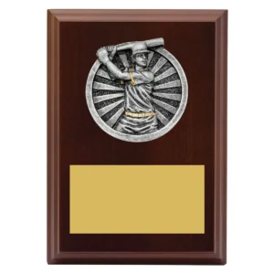 Walnut peak plaque - male with timber construction