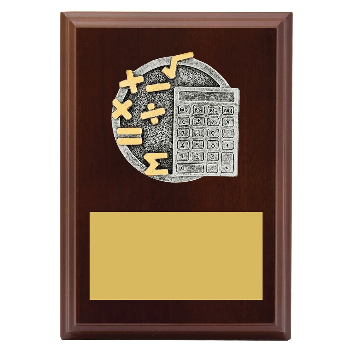 Walnut peak plaque maths with timber construction