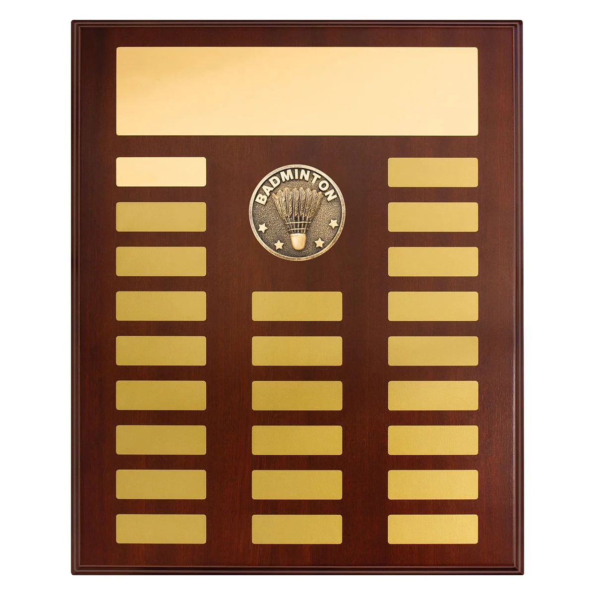 Gold perpetual plaque - badminton with timber construction