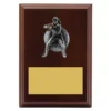 Walnut plaque - female fielding with timber construction