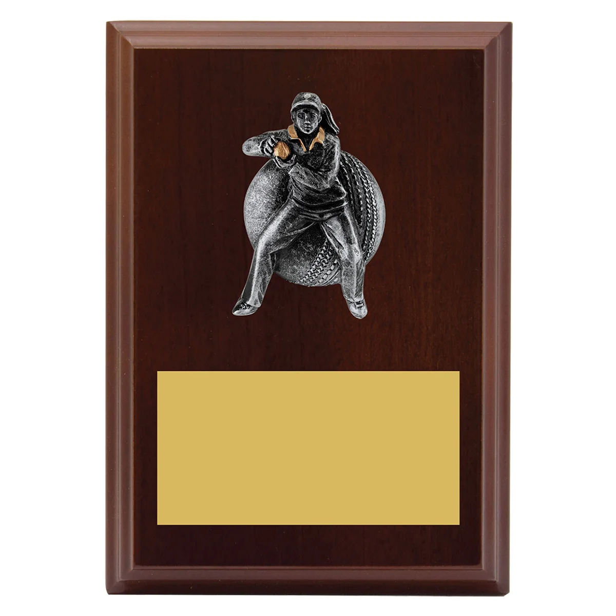 Walnut plaque - female fielding with timber construction
