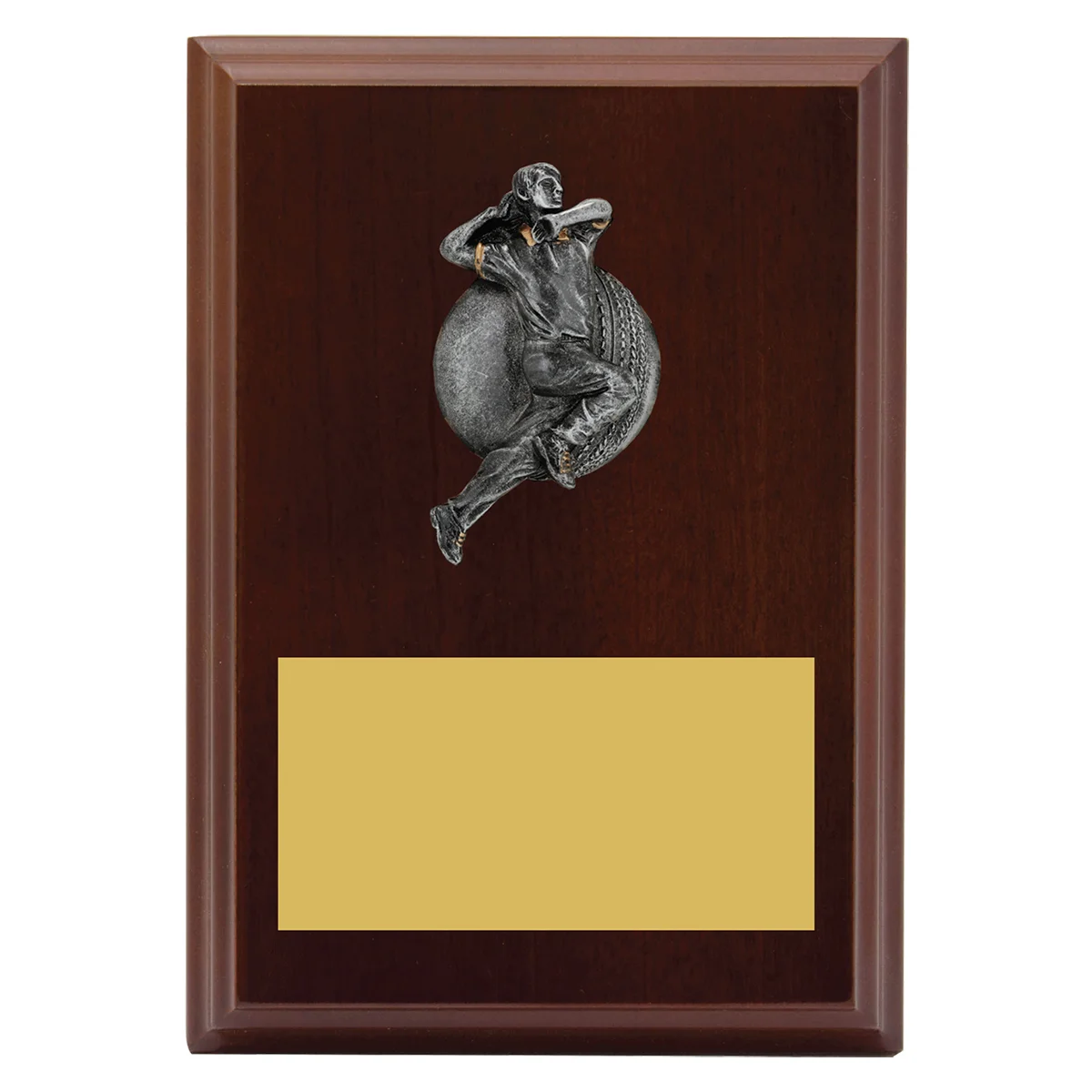 Walnut plaque - male bowling with timber construction