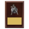 Walnut plaque - male fielding with timber construction