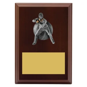 Walnut plaque - male fielding with timber construction