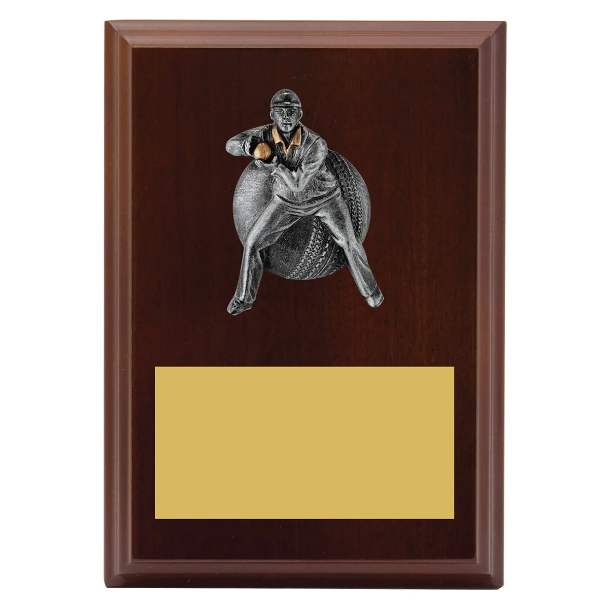 Walnut plaque - male fielding with timber construction