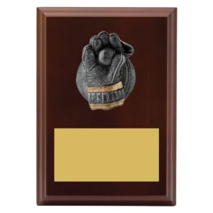 Walnut plaque - wicketkeeper with timber construction