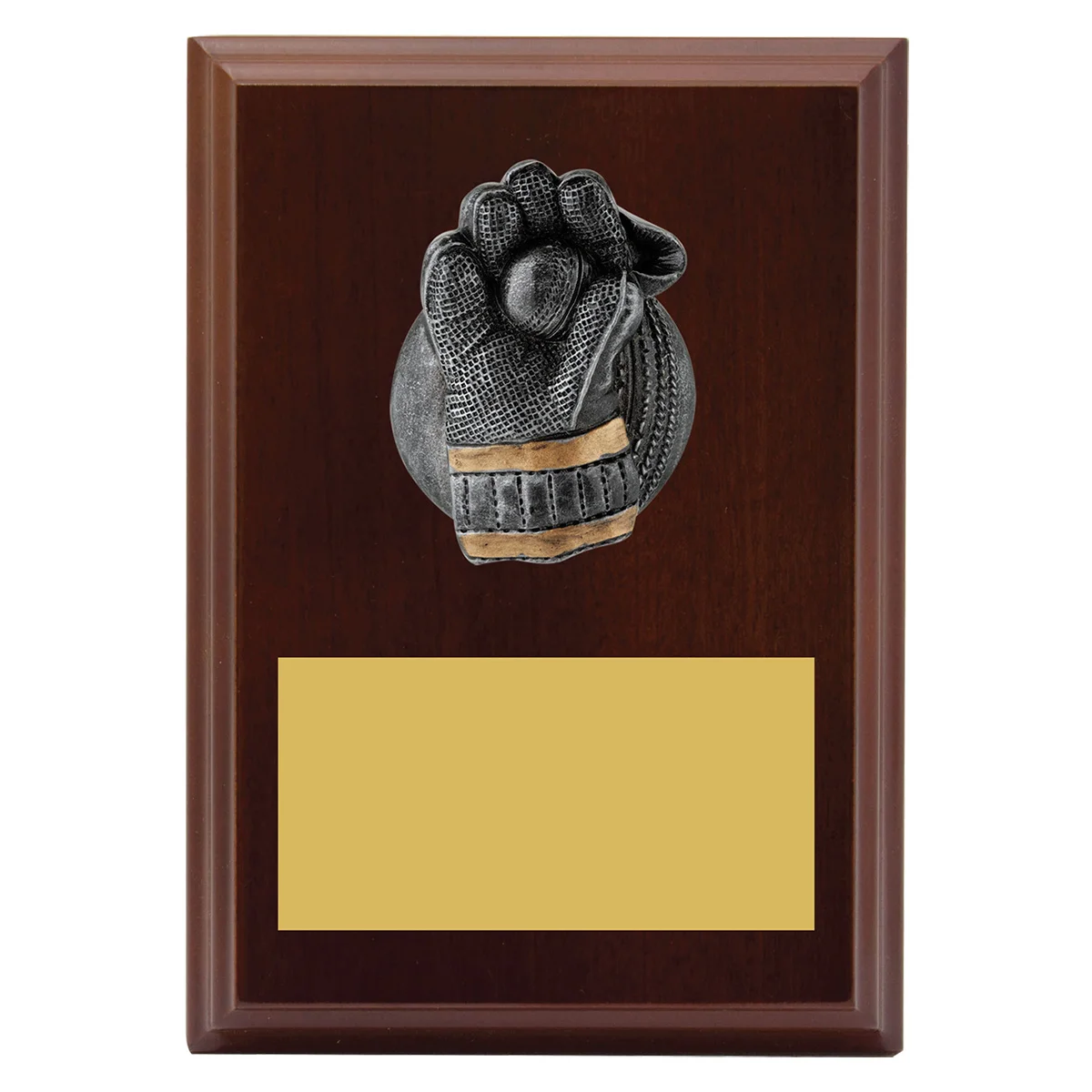 Walnut plaque - wicketkeeper with timber construction