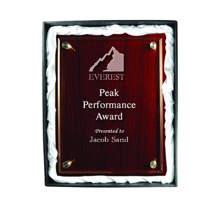 Woodgrain / acrylic plaque with acrylic with timber / acrylic construction