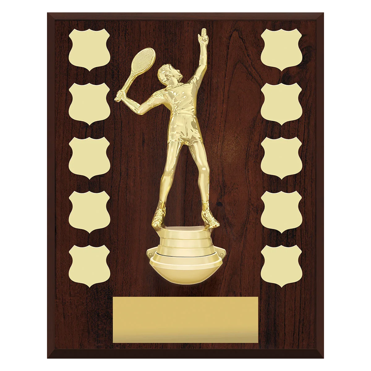 Walnut podium plaque - portrait with timber construction