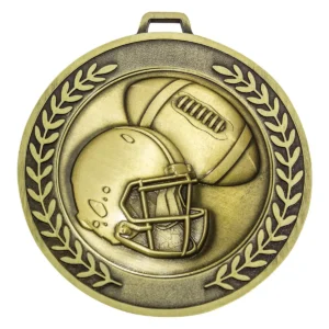 Gold prestige medal american football with metal construction