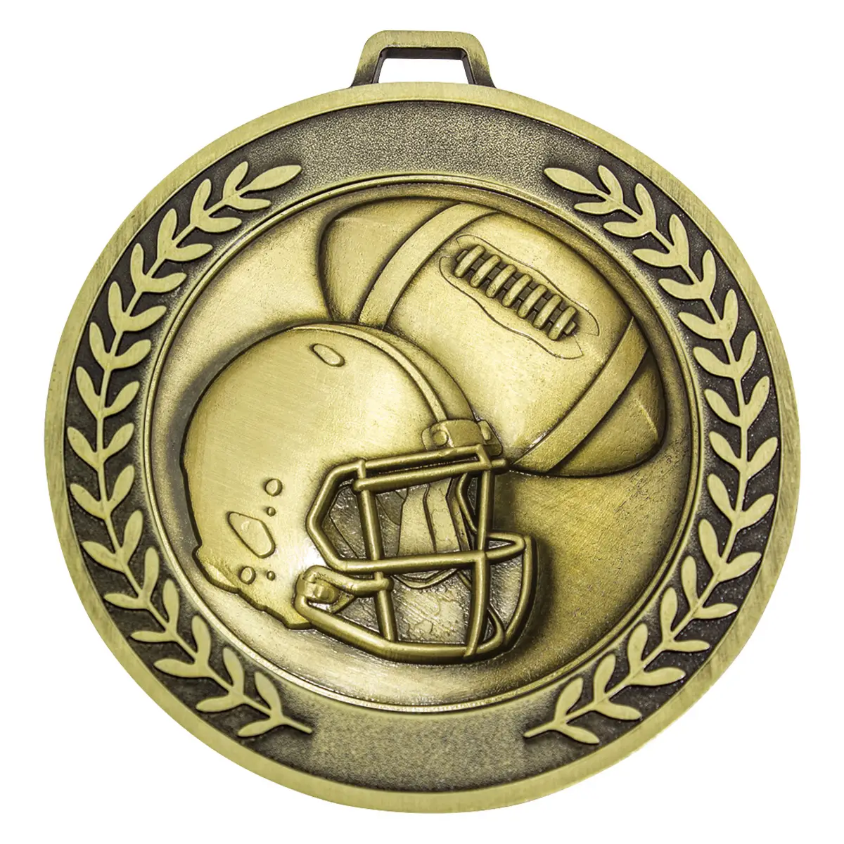 Gold prestige medal american football with metal construction