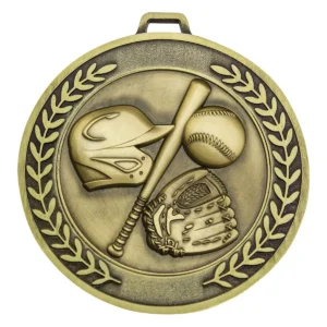 Gold prestige medal baseball / softball with metal construction