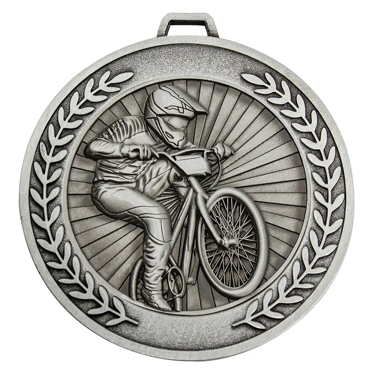 Silver prestige medal bmx with metal construction