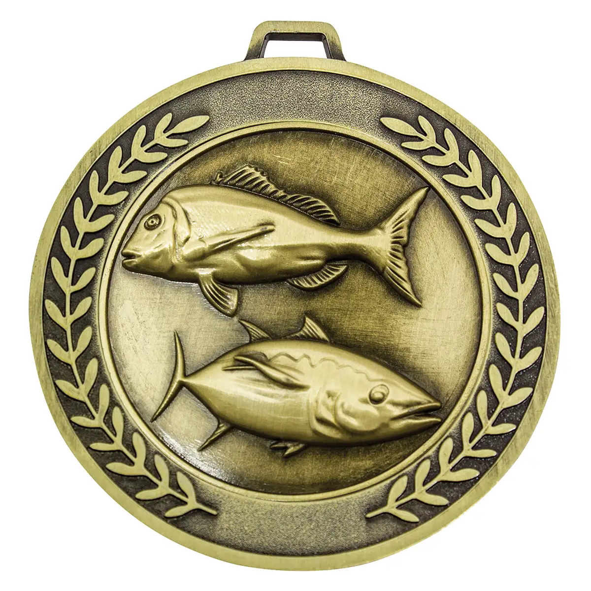 Gold prestige medal fishing with metal construction