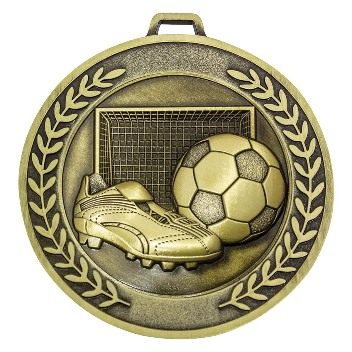 Gold prestige medal football with metal construction