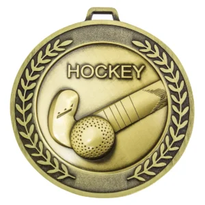 Gold prestige medal hockey with metal construction